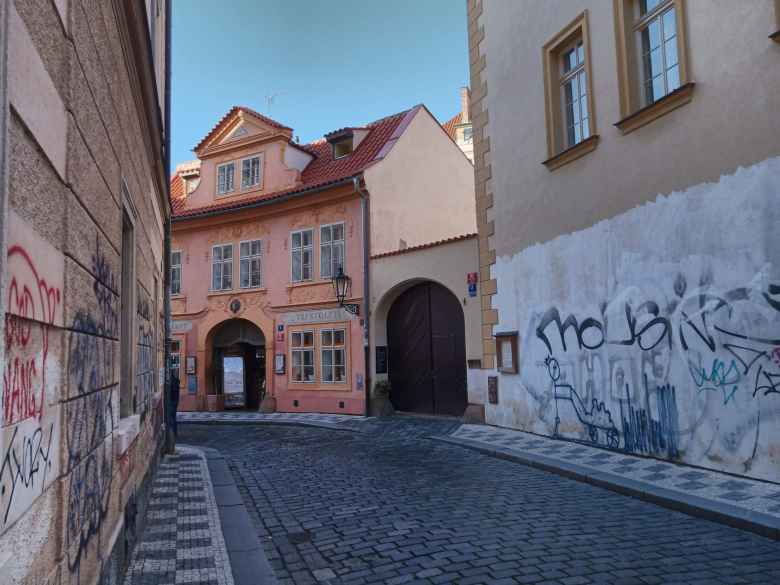 Alleyway on the west side of the Vltava River in Prague 1.