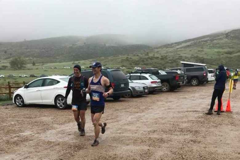 Felix Wong running into Soldier Canyon in Lory State Park at the halfway mark of the 2018 Quad Rock 50.