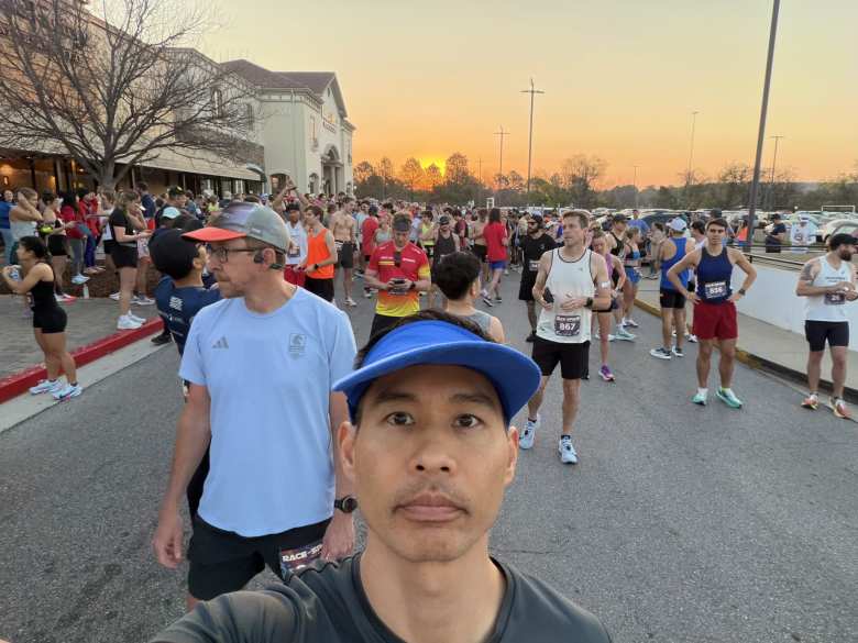 Runners at the start of the half and full marathons.