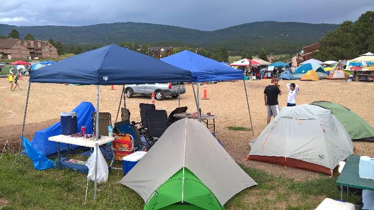 Team Bear Butts' campsite with colorful tents.