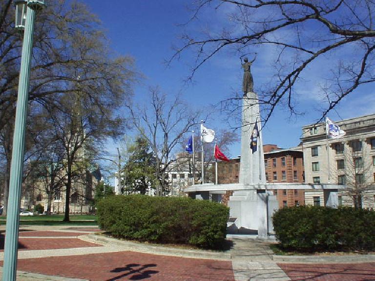 Raleigh is the state capital of North Carolina.  Here's a view of the flags in front...