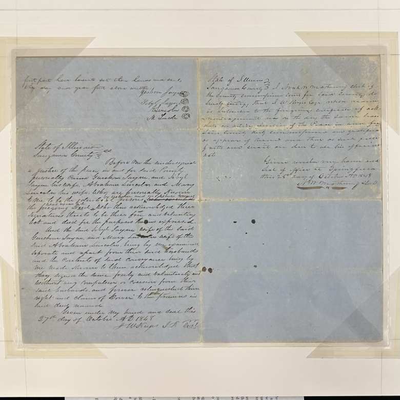 Land deed signed by Abraham and Mary Lincoln