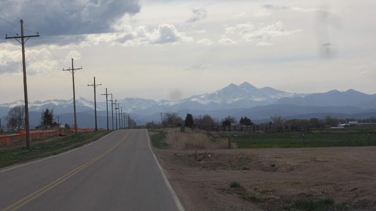 [Mile 123] The view of Longs Peak again, just a couple miles from the finish.