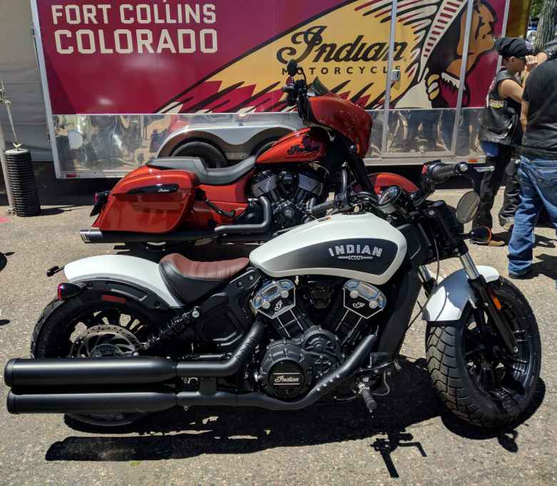 My favorite bike of the show: a 2019 Indian Scout Bobber in the White Smoke color.