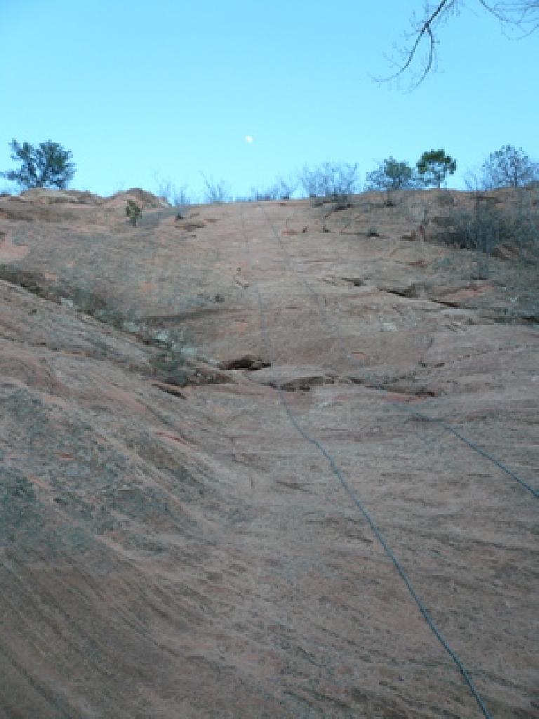 The Pike's Peak route (5.7) on Sayer's Wall was very run out on the bottom and consisted of smooth sandstone.