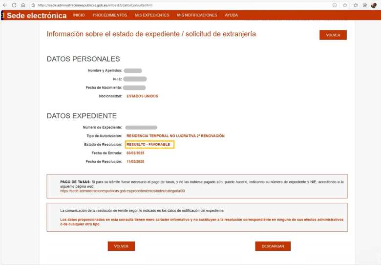 When I checked the online status of my NLV renewal, it was "favorable"—good news!