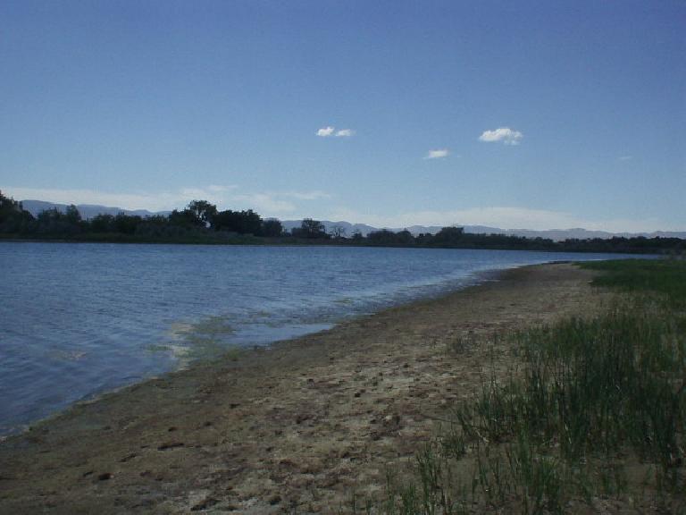 A beach at Richards Lake in Fort Collins.