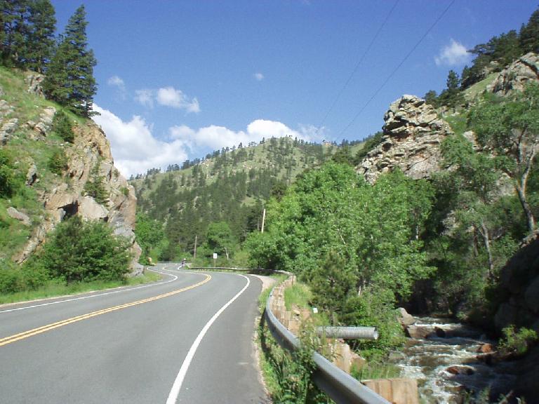 [Mile 74, 9:13 a.m.] Near the start of Lefthand Canyon, above 5400 feet.