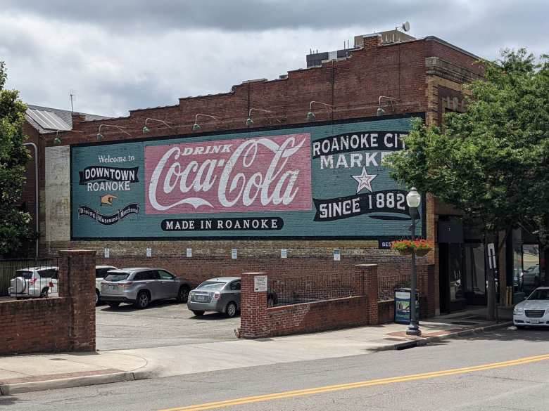 Coca-Cola artwork on the side of a building in downtown Roanoke, Virginia.