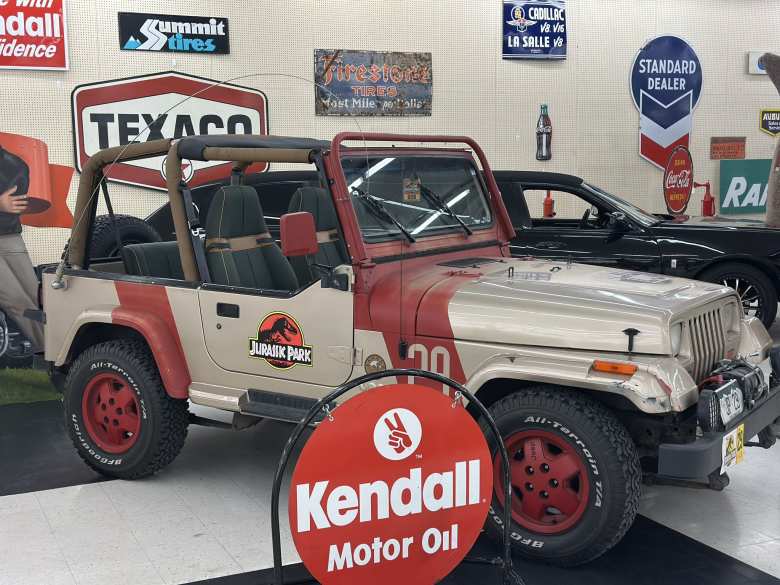 A 992 Jeep Wrangler Sahara that was one of the park staff vehicles used in Jurassic Park. A 992 Jeep Wrangler Sahara that was one of the park staff vehicles used in Jurassic Park.