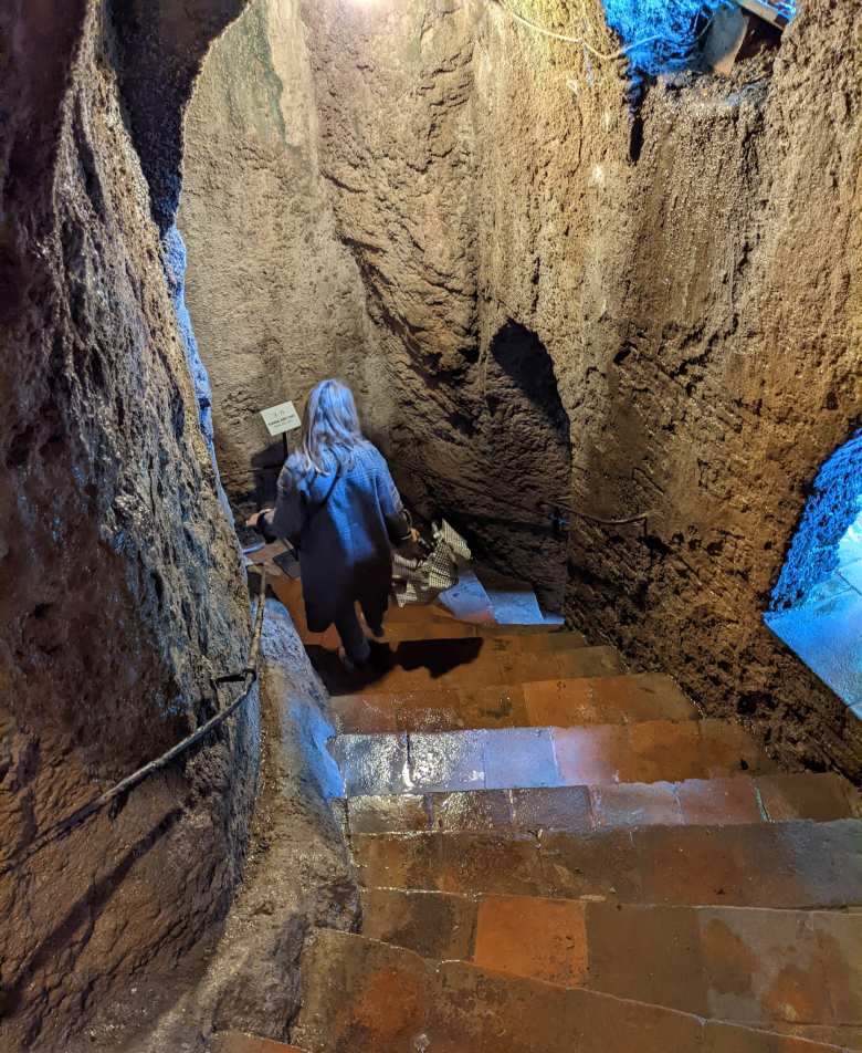 Andrea walking down the Water Mine.