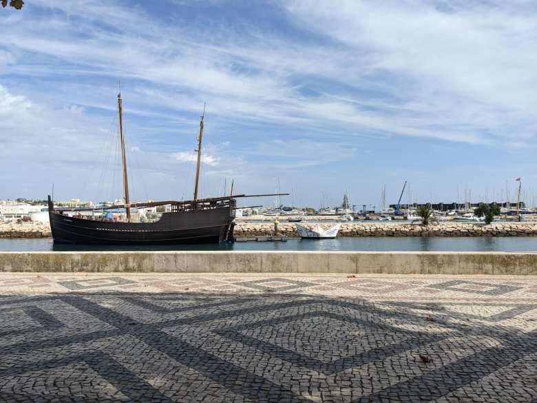 An old ship at the harbor in Lagos, Portugal.