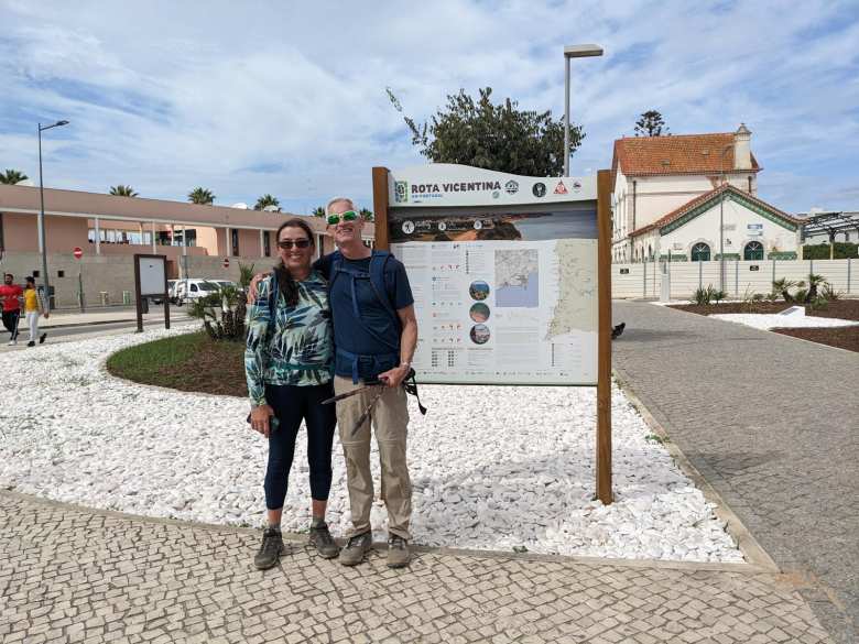 After two weeks of hiking, Tori and Dave arrived at the official end of the Rota Vicentina (Fisherman's Route).