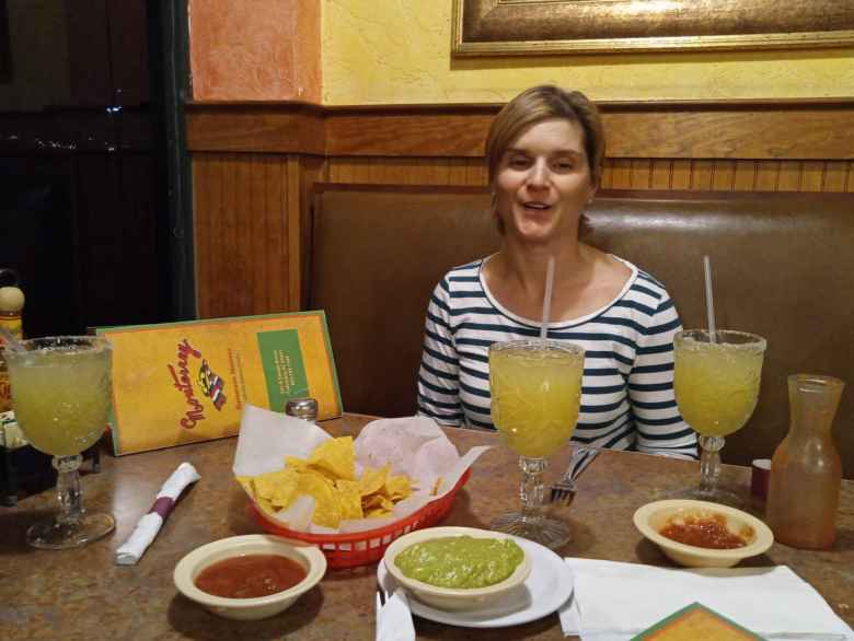 Mel enjoying margaritas at the Monterrey Mexican Restaurant in Columbia, South Carolina.