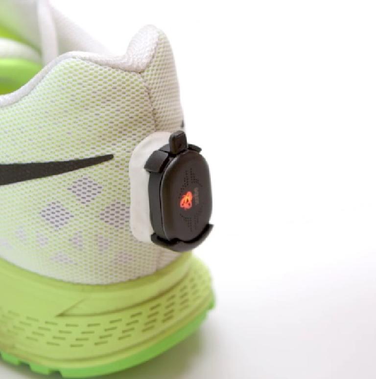 Alternatively, the runScribe device can be bonded to the back of your shoe.