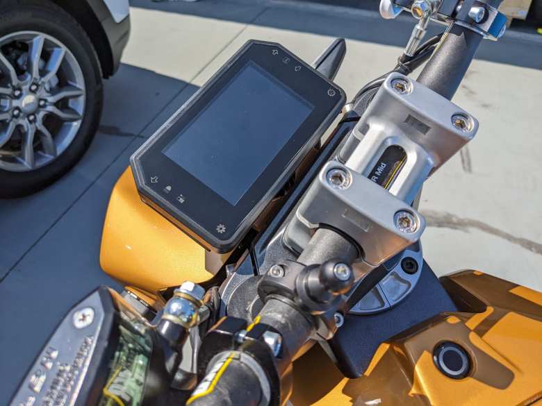 The display module of the Ryvid motorcycle gave critical information such as speed and charge.