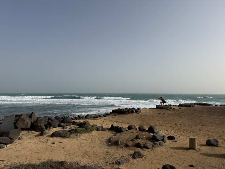 A person doing yoga on Kite Beach on the southeast of Sal.