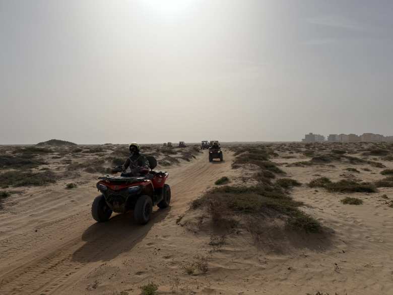 There was a group doing a tour on all-terrain vehicles at Kite Beach.