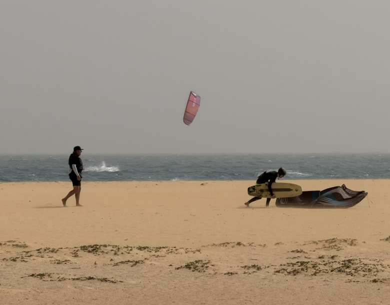 Kite surfers on Santa Maria beach just beyond where we were having breakfast outside of the Hilton Resort.