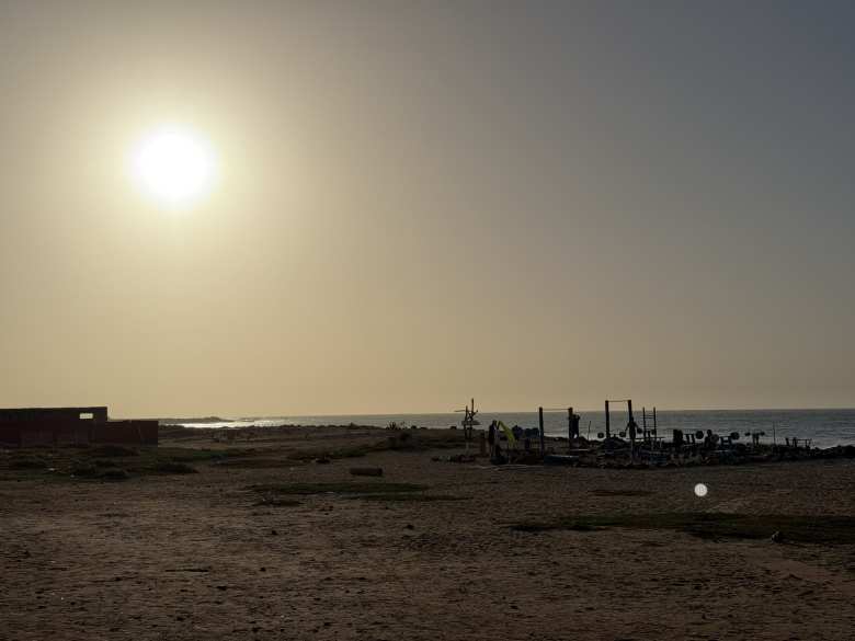 I ran on the beach practically every day. Here was a public outdoor weightlifting gym that reminded me a little bit of Venice Beach.