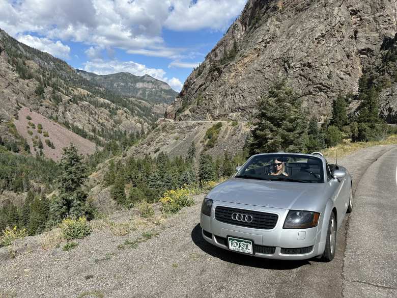 Andrea inside Teeter, my Audi TT Roadster Quattro.