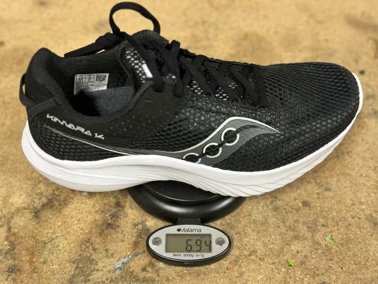 The Saucony Kinvara 14 weighs only 6.94 ounces (197 grams) in size 9.