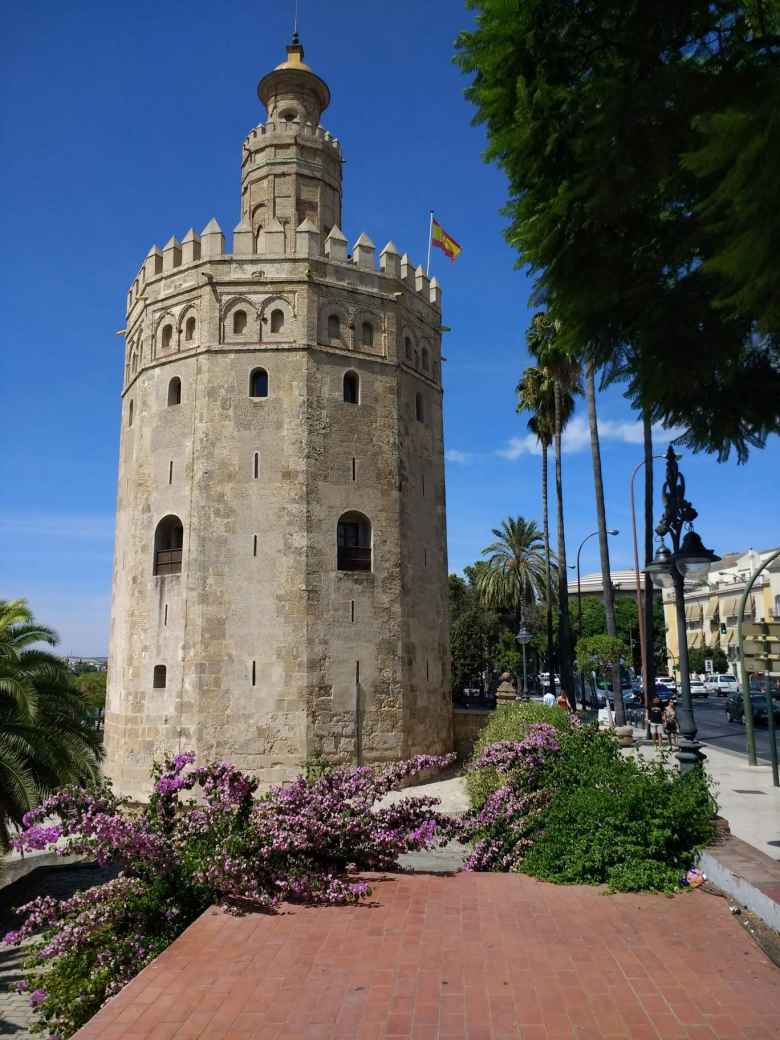 The Torre de Oro, a 13-century military watchtower in Seville, Spain.