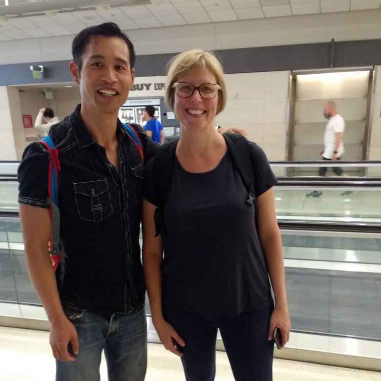 What a nice coincidence! While at the San Francisco International Airport, it turned out that my former cycling buddy Debby (from 18 years ago) who now lives in the UK was at the adjacent gate!