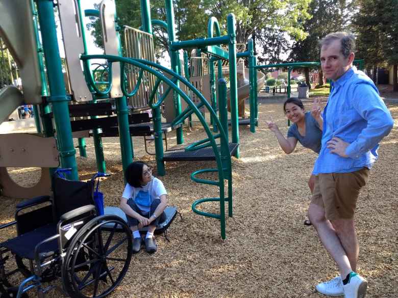 My friends Stacey, Alyssa, and Bryan at a park near Stacey's place.