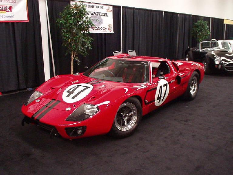 This is the original Ford GT40 from the late 60s (or early 70s).  It was known as a "Ferrari killer" for its American-bred racing successes.