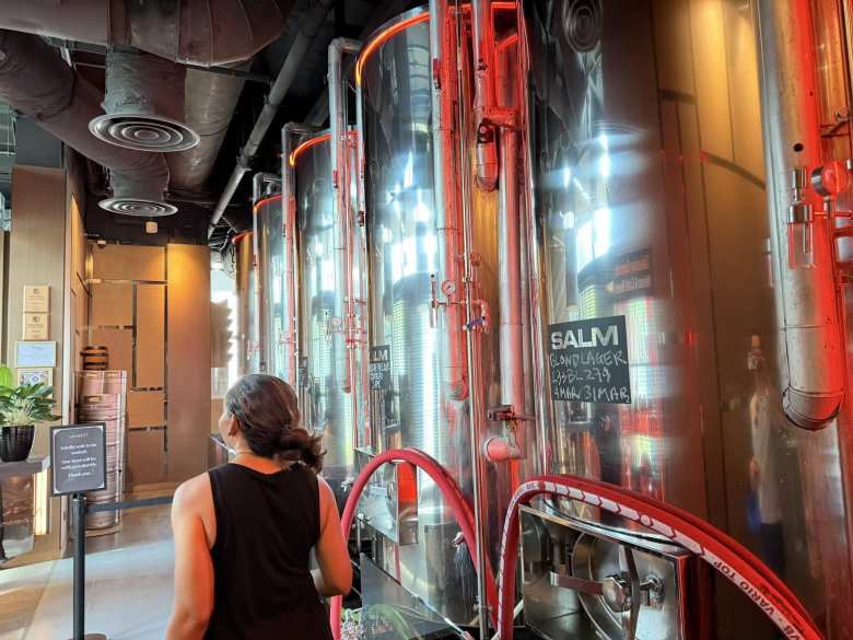 Leanne inside LeVel33, which is supposedly the world's highest microbrewery inside a building.