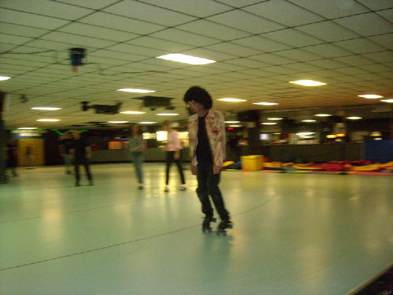 Pat during backwards skate. "Looks like he's hanging from a string," Ryan would later observe.
