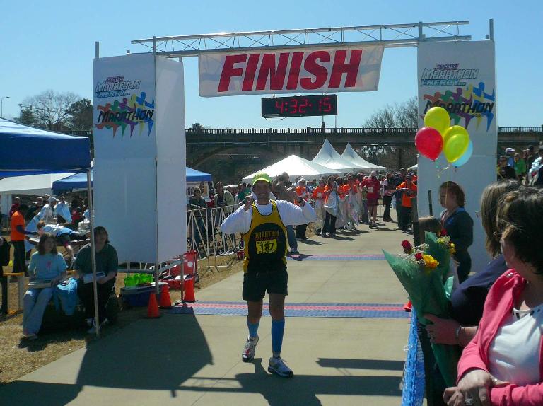 When Dan turned around for his photo at the finish, the race announcer said, "and he just lost a second or two there..."