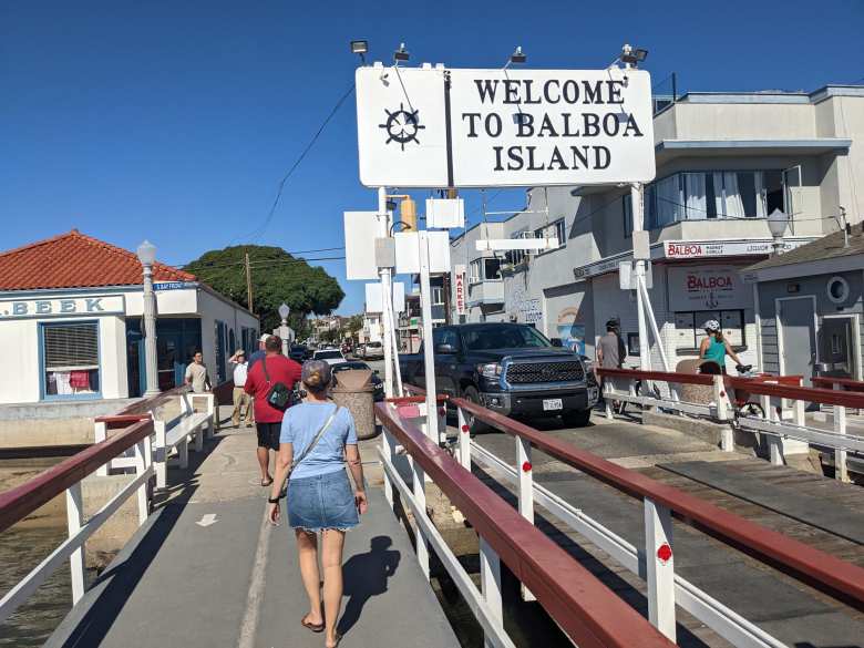 Andrea leaving the ferry to Balboa Island.