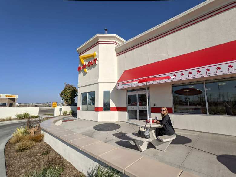 Andrea outside of In-n-Out restaurant in Bakersfield, California.