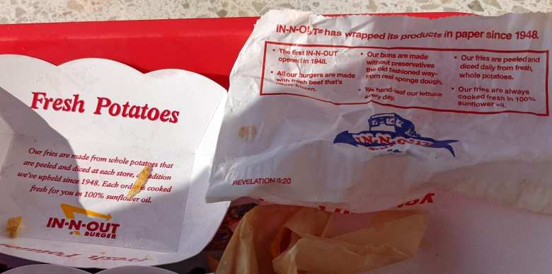 The packaging material at In-n-Out boast about the fresh potatoes, fresh beef that's never frozen, preservative-free buns, and hand-leafed lettuce. 