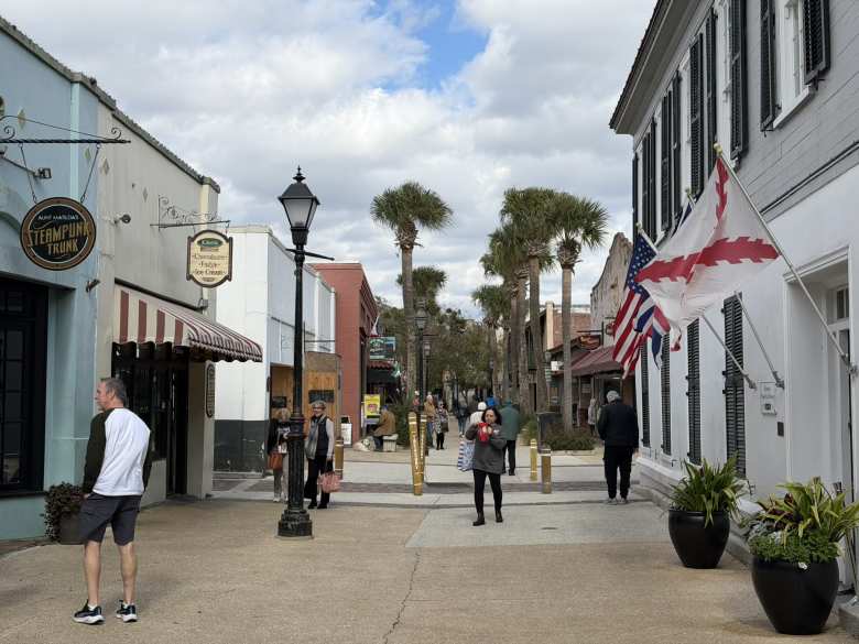 Downtown St. Augustine. The historical Spanish ensign flag was flying here too.