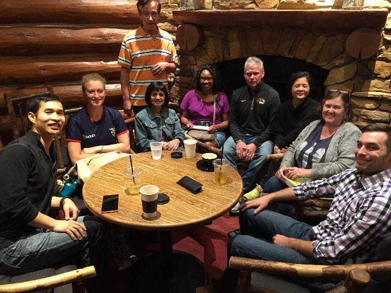 Felix Wong, Alicea, Jorge, Diana, Ashley, Kevin, [two women], and Ben at the St. Louis Spanish Meetup.