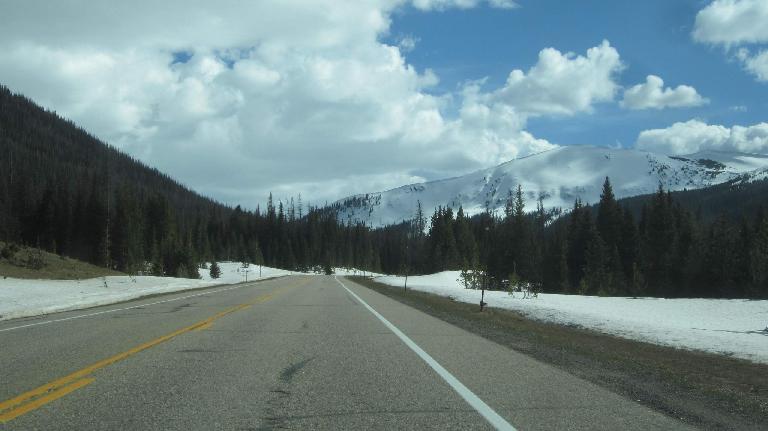 Snow on Highway 14, Poudre Canyon, near Cameron Pass