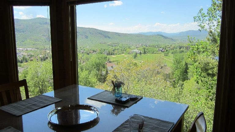 View of Steamboat Springs from dining room of Brad's townhouse.