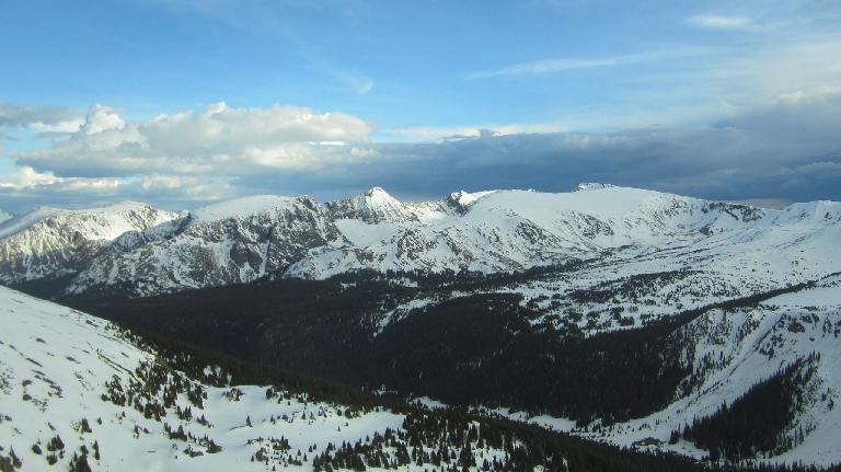 Snowy mountains in Rocky Mountain Park.