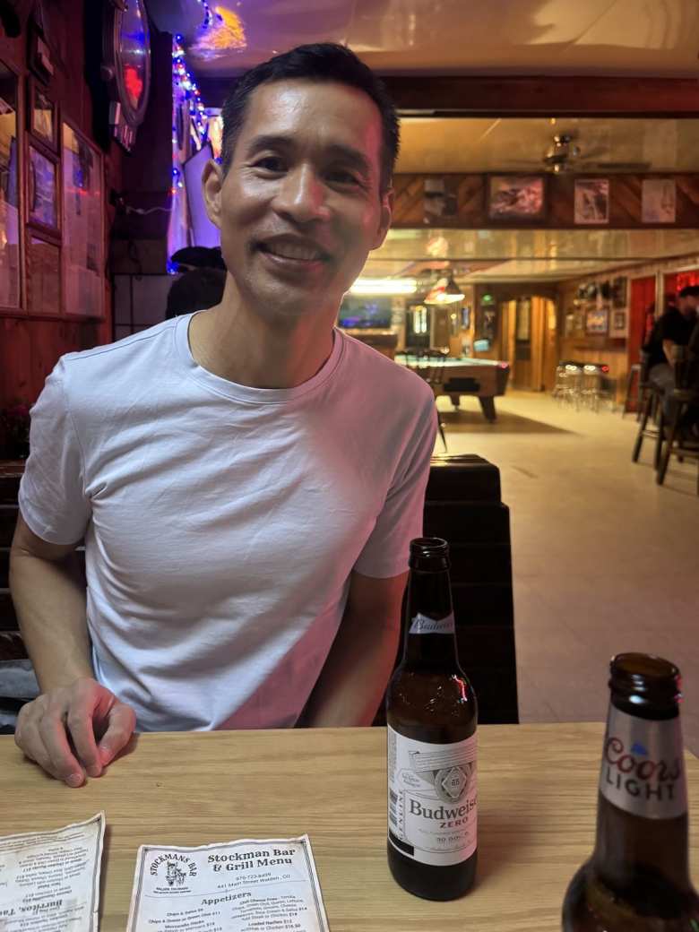 Felix inside the Stockman Bar in Walden, Colorado.