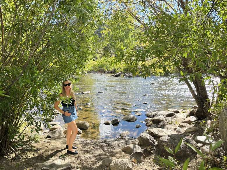 Andrea by the Yampa River in Steamboat Springs.