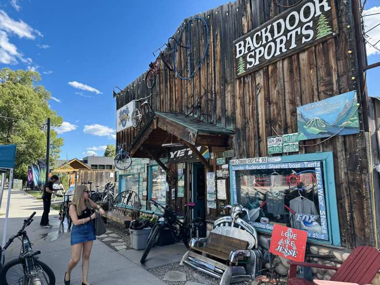 Backdoor Sports in Steamboat Springs is decorated unlike most outdoor shops.