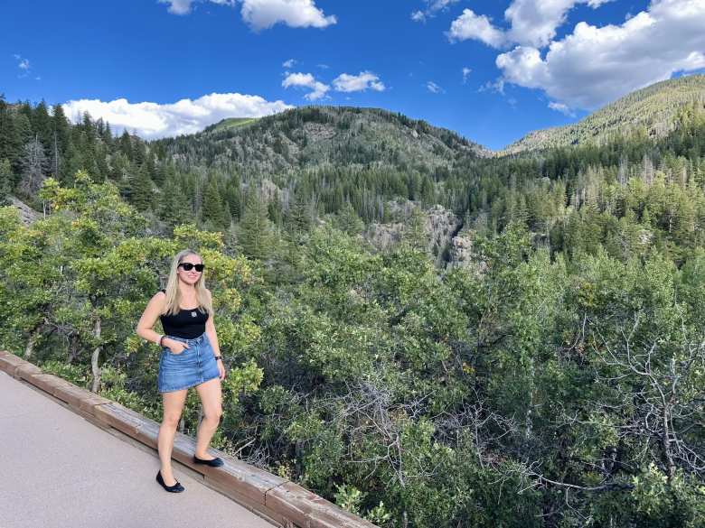 Andrea at Fish Creek Falls.