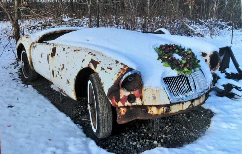 Steve's 1958 MGA as shown on the holiday card he sent me.