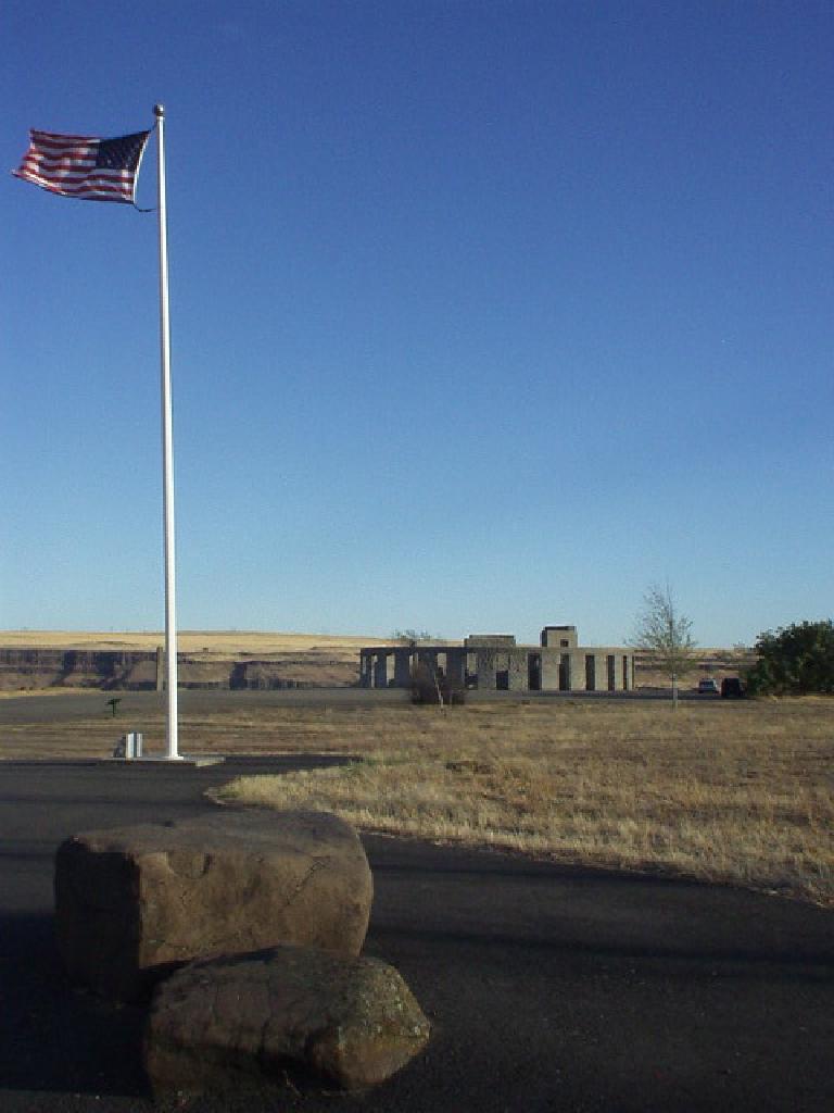 Stonehenge in Maryhill, WA was built as a World War I memorial by Sam Hill, a Quaker.  It is a replica of the original Stonehenge in the Salisbury plains of England, before its decay.
