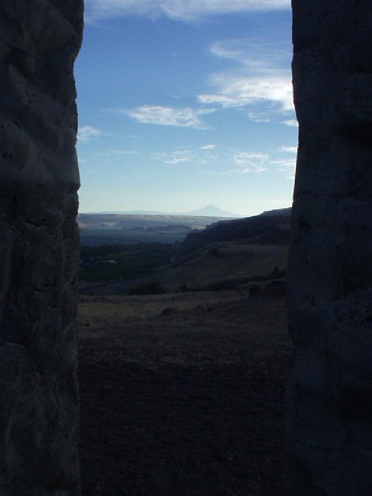 Mt. Hood framed by the pillars of Stonehenge (ok, bad photography).