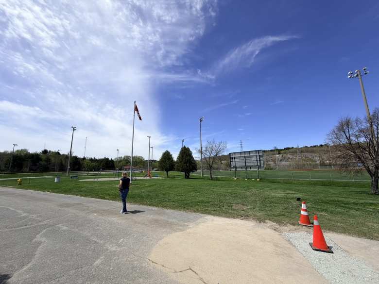 Mel at Terry Fox Sports Complex, where she and her brother would play ball growing up.