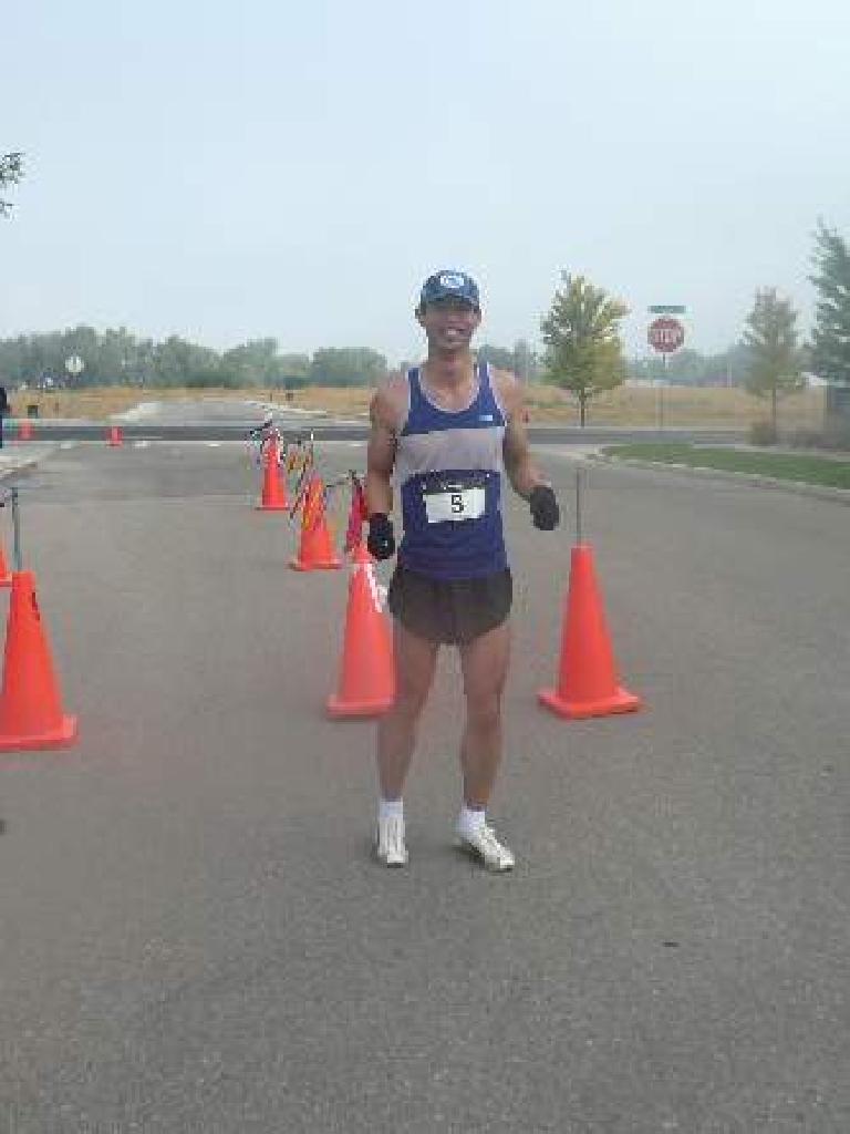 Finishing first in the Second Wind Fund Suicide Prevention 5k Run.